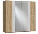 Armoire De Rangement Imitation Chêne Poutre/blanc/chrome - Dim : 225 X 210 X 58 Cm - Pegane -