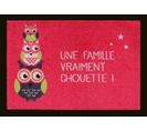 Tapis Anti-poussière "famille Chouette" En Polyamide Coloris Rose - Dim : 40 X 60 Cm