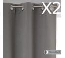 Lot De 2 Rideaux Occultants En Polyester Coloris Gris - Dim : L.135 X H.240 Cm