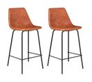 Lot De 2 Tabourets De Bar Vintage Lucien Cognac - Hauteur D'assise 65cm