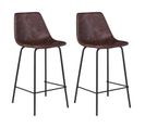 Lot De 2 Tabourets De Bar Vintage Lucien Marron - Hauteur D'assise 65cm