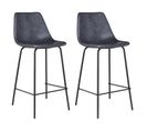 Lot De 2 Tabourets De Bar Vintage Lucien Gris Foncé - Hauteur D'assise 65cm