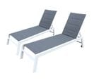 Lot De 2 Bains De Soleil Barbados En Textilène Gris - Aluminium Blanc