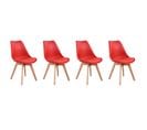 Lot De 4 Chaises Scandinaves Nora Rouge Avec Coussin