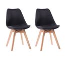 Lot De 2 Chaises Scandinaves Nora Noires Avec Coussin