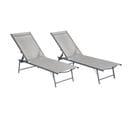 Lot De 2 Bains De Soleil Pliants Sicilia En Textilène Gris - Structure Anthracite