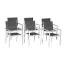 Lot De 6 Chaises En Aluminium Blanc - Textilène Gris