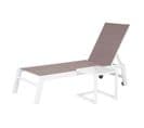 Set Bain De Soleil Et Table D'appoint Barbados En Textilène Taupe - Aluminium Blanc