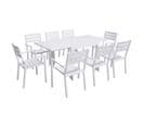 Salon De Jardin Venezia Extensible 90/180 En Aluminium Blanc - 8 Places