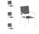 Lot De 4 Chaises Rembourrées En Aluminium Blanc - Textilène Gris