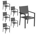 Lot De 6 Chaises Rembourrées En Aluminium Anthracite - Textilène Gris