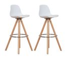 Lot De 2 Tabourets Scandinaves Tobias Blancs Avec Coussin