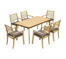 Ensemble table et chaises de jardin Similan En Acacia 6 Places - Coussins Gris