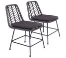 Lot De 2 Chaises En Rotin Synthétique Noires Avec Coussins Oka