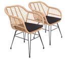 Lot De 2 Fauteuils En Rotin Synthétique Avec Coussins Cinta