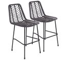 Lot De 2 Tabourets De Bar En Rotin Synthétique Noirs Oka