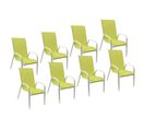 Lot De 8 Chaises Marbella En Textilène Vert - Aluminium Blanc