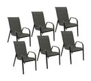 Lot De 6 Chaises Marbella En Textilène Gris - Aluminium Gris Anthracite