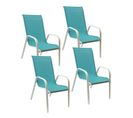 Lot De 4 Chaises Marbella En Textilène Bleu - Aluminium Blanc