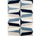 Tapis De Salon Shaggy Motif Graphique - 160x230 Cm - Karena - Beige, Bleu Et Ivoire