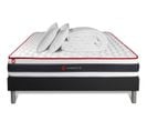 Ensemble  160x200 Matelas Energy Ressorts Ensaches Et Memoire De Forme + Sommier Kit Noir + Couette