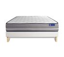 Ensemble Matelas Ressorts Ensaches 180x200 Actiflex Pur Ep:20 Cm - Sommier Kit Blanc