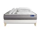 Ensemble  Matelas Actimemo 160x200cm à Mémoire De Forme 3zones De Confort + Sommier Kit Blanc + 2 Or