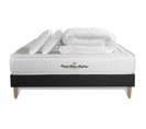 Ensemble  200x200 Matelas Lancaster Ressorts Ensaches Et Memoire De Forme + Sommier Kit Noir + Couet