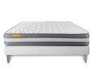 Ensemble Matelas Memoire De Forme 180x200 Memo Plus Ep:24 Cm - Sommier Kit Blanc