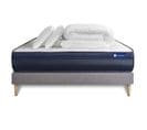 Ensemble  Matelas Actiflex Tech 140x200 Memoire De Forme  Sommier Kit Gris + 2 Oreillers + Couette -