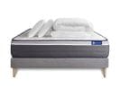 Ensemble  Matelas Actilatex Plus 180x200 Cm Latex + Memoire De Forme + Sommier Kit Gris + 2 Oreiller