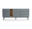 Buffet 1 Porte 6 Tiroirs Laque Gris/bois - Teulat Corvo