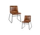 Duo De Chaises Simili Cuir Marron Clair - Pylu