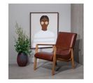 Fauteuil Teck Et Coussins Cuir Marron - Essaouira N°3