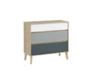 Commode 3 Tiroirs Chêne Blond/bleu/blanc - Esmey