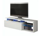 Meuble TV 1 Porte à LEDs Blanc - Wanga - L 150 X L 41 X H 43 Cm