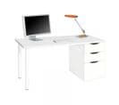 Bureau Avec 1 Porte Et 2 Tiroirs - Blanc - Grec - L 138 X L 60 X H 74 Cm