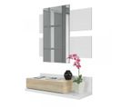 Meuble D'entrée Suspendu + Miroir Blanc/chêne Tekana - L 75 X L 29 X H 20 Cm