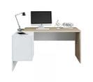 Bureau D'angle 3 Tiroirs + Niche Blanc/chêne - Officia - L 145 X L 108 X H 73 Cm