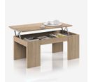 Table Basse Relevable Chêne Clair - Oxnard - L 100 X L 50 X H 43/54 Cm