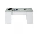 Table Basse Relevable Blanc/béton Ciré Clair - Oxnard - L 100 X L 50 X H 45 Cm
