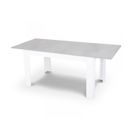 Table De Repas à Allonge Blanc/béton Ciré Clair - Oxnard - L 140/190 X L 90 X H 78 Cm