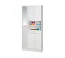 Meuble Haut De Sdb 5 Portes 1 Tiroir Avec Miroir Blanc - Bobu - L 82 X L 32 X H 180 Cm