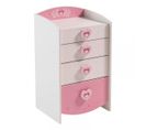 Commode 4 Tiroirs Blanc/rose - Fiona - L 53 X L 44 X H 91 Cm