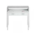 Console Bureau Extensible Blanc/béton Clair - Nial - L 99 X L 36 X H 88 Cm