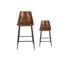 Duo De Chaises De Bar En Cuir Cognac - Laura