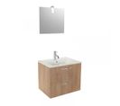 Meuble Sous Vasque Suspendu 2 Tiroirs 80 Cm Bois + Miroir - Kundo - L 81.5 X L 47 X H 52 Cm