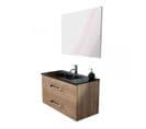 Meuble Sous Vasque Suspendu 2 Tiroirs 90 Cm Bois + Miroir - Calen