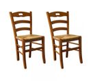 Lot De 2 Chaises Rustiques Chêne/paille N°1 - Pisa - L 45.5 X L 42.5 X H 88 Cm