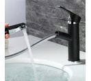 Robinet Lavabo Mitigeur Contemporain Avec Tuyau Extractible En Acier Inoxydable Noir